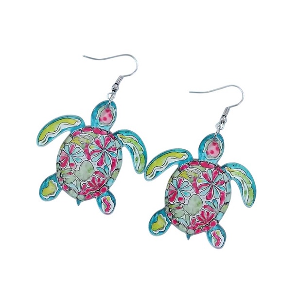 Fashionista Fix Boutique Jewelry - Colorful Turtle Acrylic Dangle Earrings